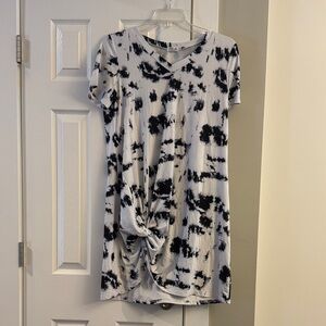Dark Navy and White Tie-Dye Women's Dress/Tunic